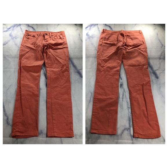 J. Crew Coral Orange Toothpick Ankle Skinny Jeans - Picture 3 of 8